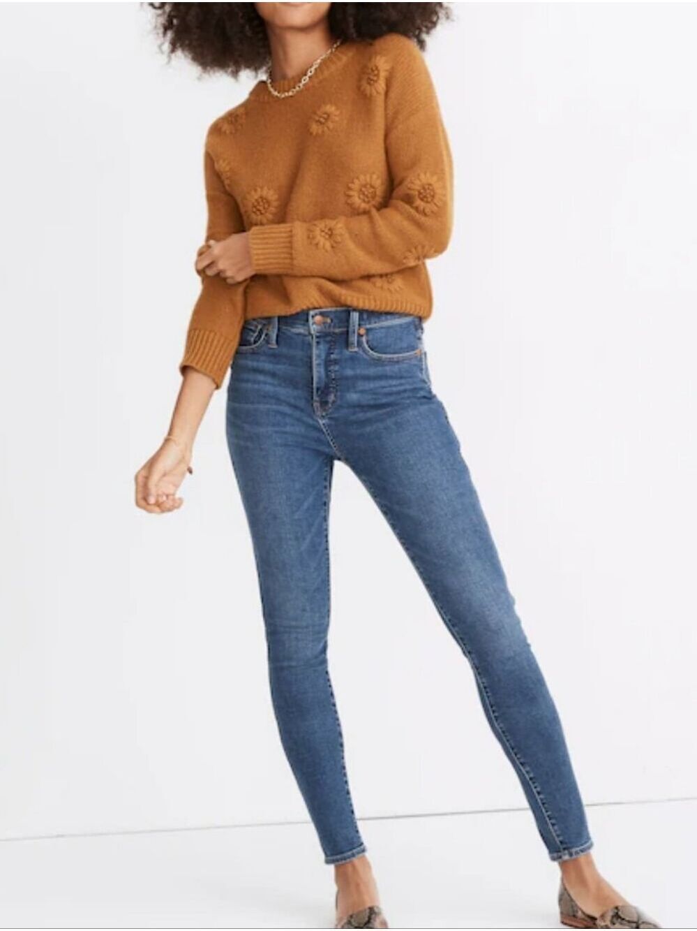Madewell 10" High-Rise Skinny Jeans Medium Wash Denim Size 29 Whiskering - Picture 6 of 14